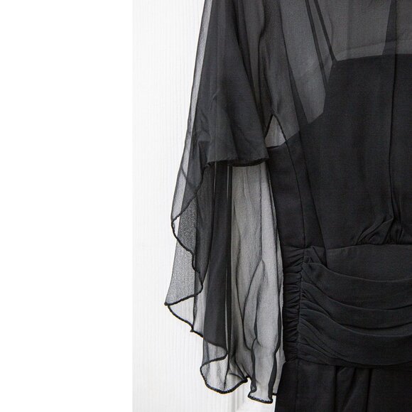 Vintage 1950s/60s Jr. Theme New York Black Dress with Sheer Overlay, size S - Picture 3 of 9